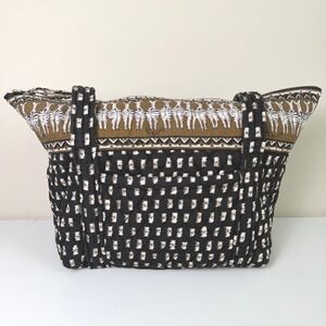 VTG Vera Bradley Mandy Tote Quilted Zebra Print Black Shoulder Bag RETIRED
